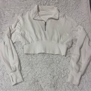 White Zip-Up Cropped Top